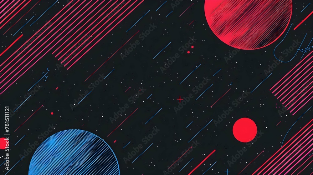 Obraz premium Simple abstract retro design in 80's style with colorful lines