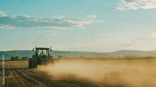 Tracteur dans champs