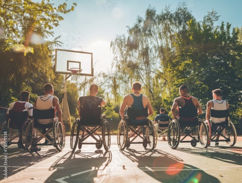 Determined team at wheelchair basketball strategy meeting © Irina