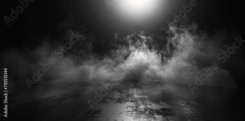 Abstract dark background with smoke mist and fog on road. Generate AI image
