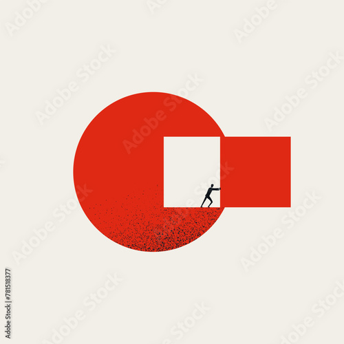 Business vector concept think outside the box. Symbol of creativity, innovation. Minimal illustration.