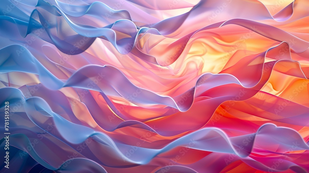 Fototapeta premium Layers of translucent shapes creating a dreamy, otherworldly effect, abstract , background