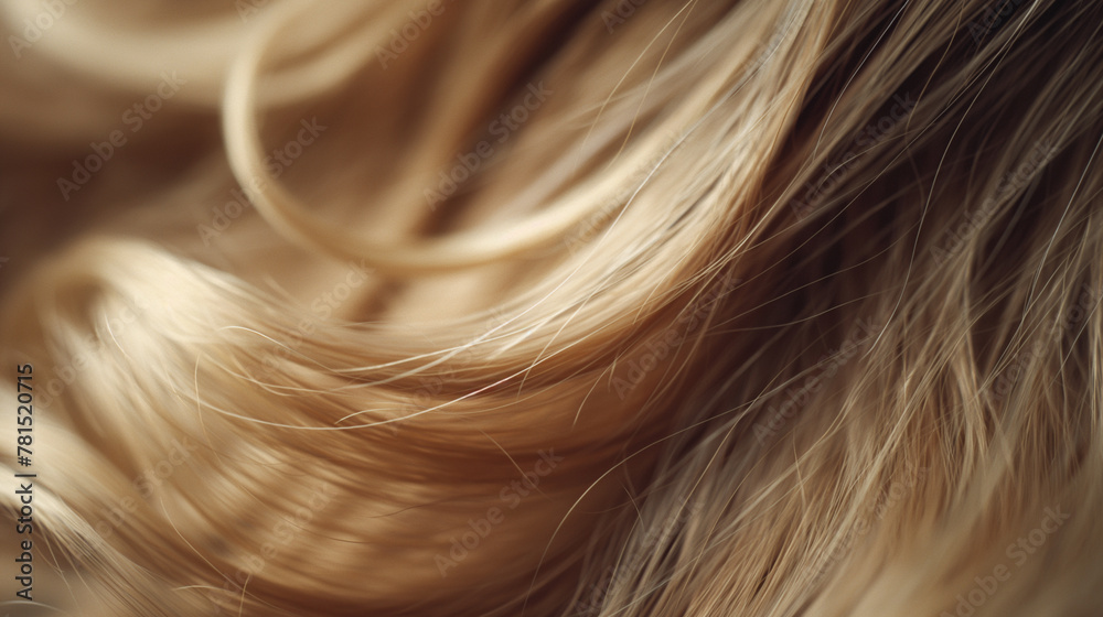 A close-up of blonde hair with soft wavy waves creates an elegant and sophisticated look A close-up of blonde hair with soft wavy waves creates an elegant and sophisticated look