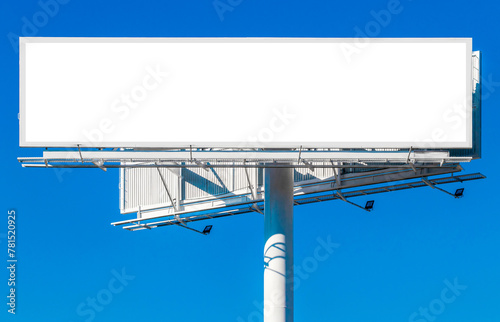 Billboard with transparent rectangle and blue sky background.