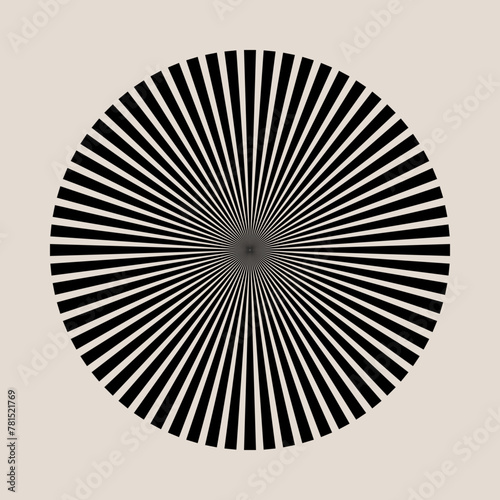 Optical illusion psychedelic circle line pattern. Sun ray pattern. Vector illustration 