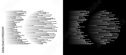 Dynamic parallel arrows in circle. Abstract art geometric background for logo or icon. Black shape on a white background and the same white shape on the black side. © Mykola Mazuryk