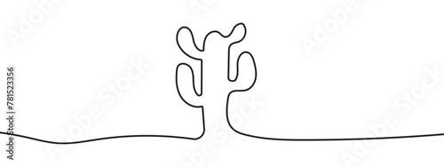 Cactus in pot as one line drawing banner. Continuous hand drawn minimalist minimalism design isolated on white background vector illustration. 11:11