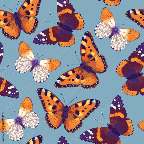 Vector pattern with high detailed vivid butterfly © olga_igorevna