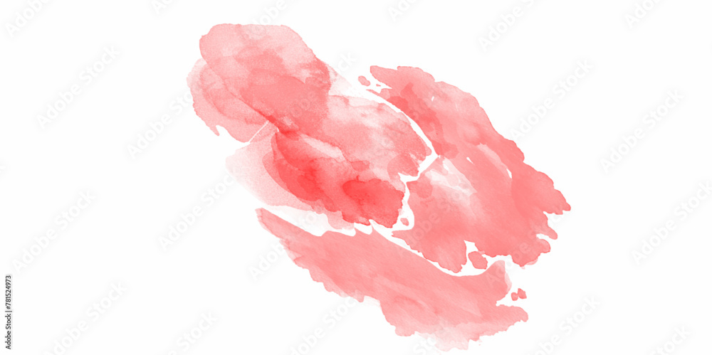 Stylish red watercolor splatter texture stain design. Red watercolor brush paint background. Splash brush red watercolor on paper. Modern creative watercolor background for trendy design.