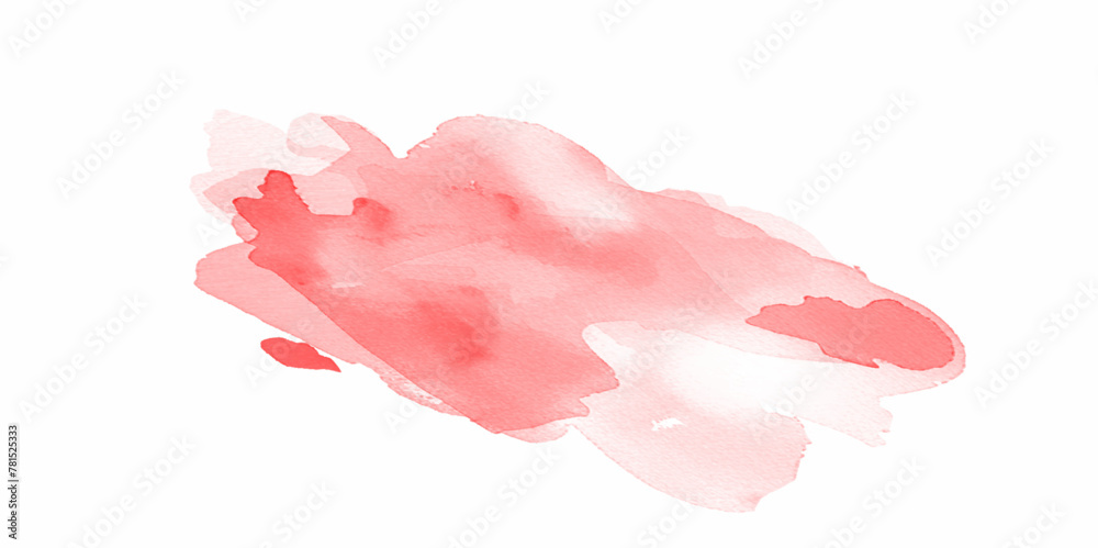 Stylish red watercolor splatter texture stain design. Red watercolor brush paint background. Splash brush red watercolor on paper. Modern creative watercolor background for trendy design.