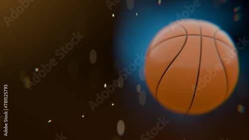 Title: Beautiful Basketball Close Up Ball Rotating in Slow Motion on Black with Dust Particles Flying. Looped Basketball 3d Animation of Turning Ball. 4k UHD 3840x2160. © marjanjanevski