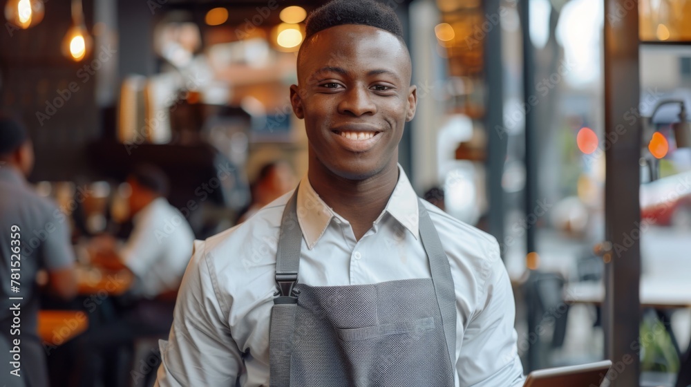 Fototapeta premium Smiling Man in Cafe Apron