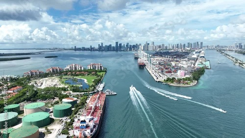 Miami Beach yachts port of miami Drone 4k Video  photo