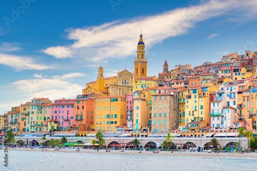 Menton in France in summer with clear blue sky