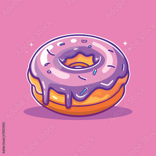 Delicious pink cartoon donut vector illustration clip art design
