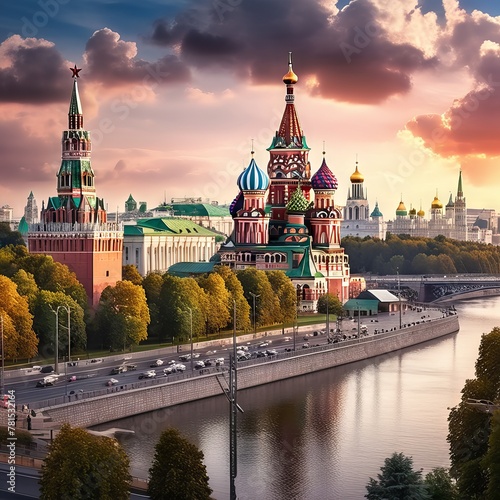 Moscow, Russia, a city steeped in history and adorned with architectural marvels that tell the tale of its rich past.  photo
