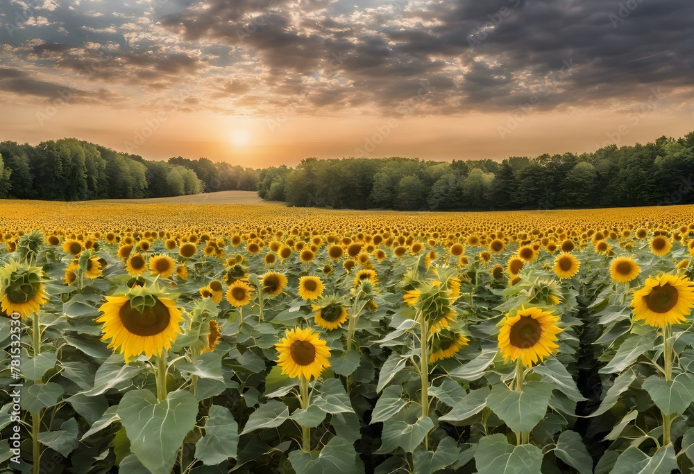 Obraz premium A view of a field of Sunflowers
