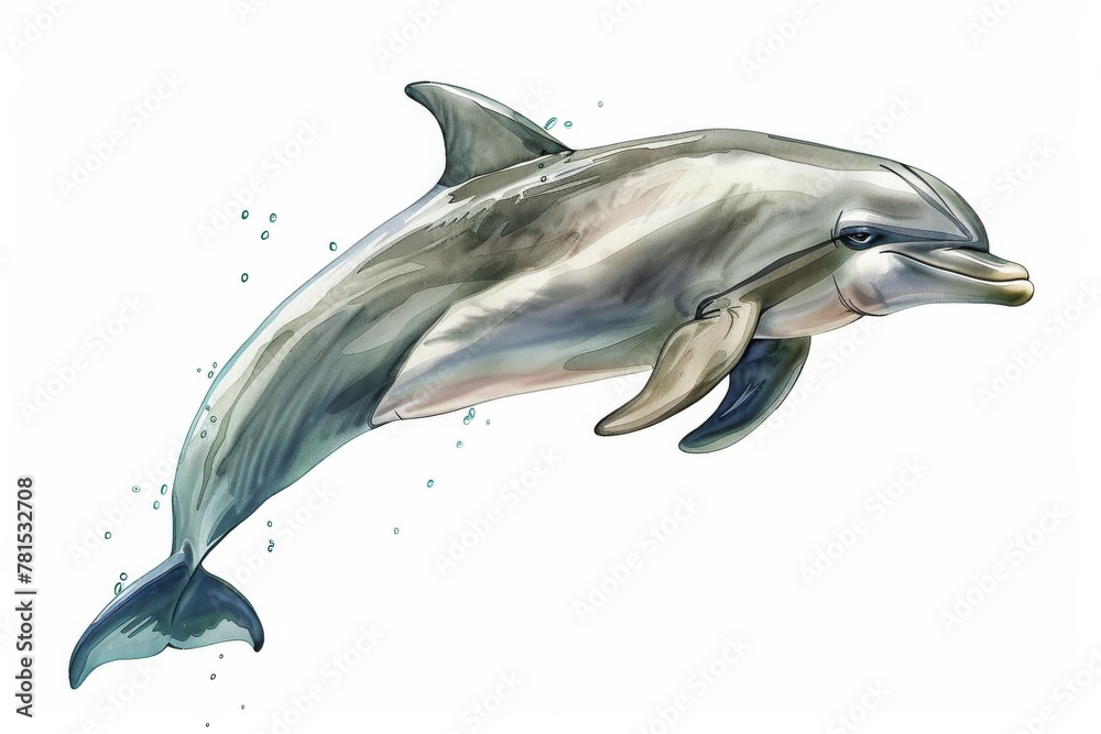 custom made wallpaper toronto digitalA highly detailed illustration of a dolphin with water splashes, giving a sense of movement and life