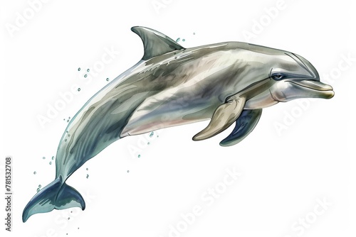 Wallpaper Mural A highly detailed illustration of a dolphin with water splashes, giving a sense of movement and life Torontodigital.ca