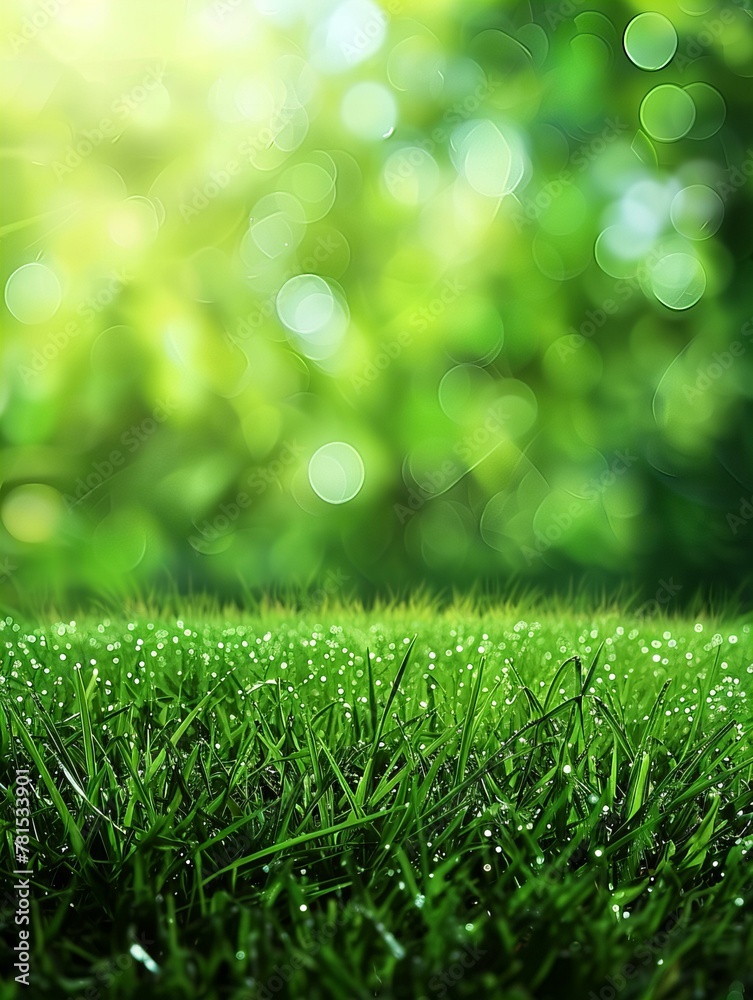 Naklejka premium green grass with dew drops