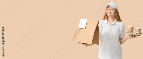 Female courier with paper b...