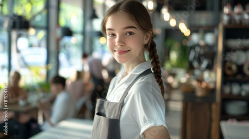 Young Waitress Welcoming Patrons