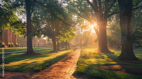 Golden Sunrise Over North Carolina State University: A Blend of Academic Life and Natural Beauty photo
