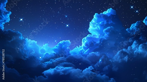 blue cloud with some stars illustration © Pter