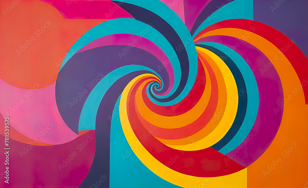 An abstract background of Fibonacci spirals seamlessly integrated into an unforgettable colorful backdrop. an overall design created using a combination of colors that gradually shift and flow along