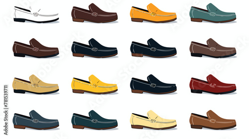 Loafers shoes for men silhouette vector icon 2d fla