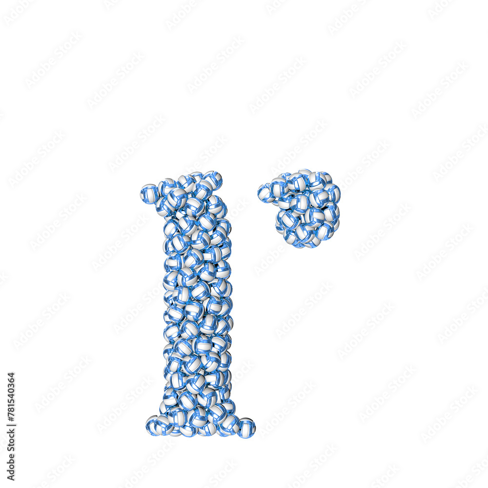 Symbol made of blue volleyballs. letter r