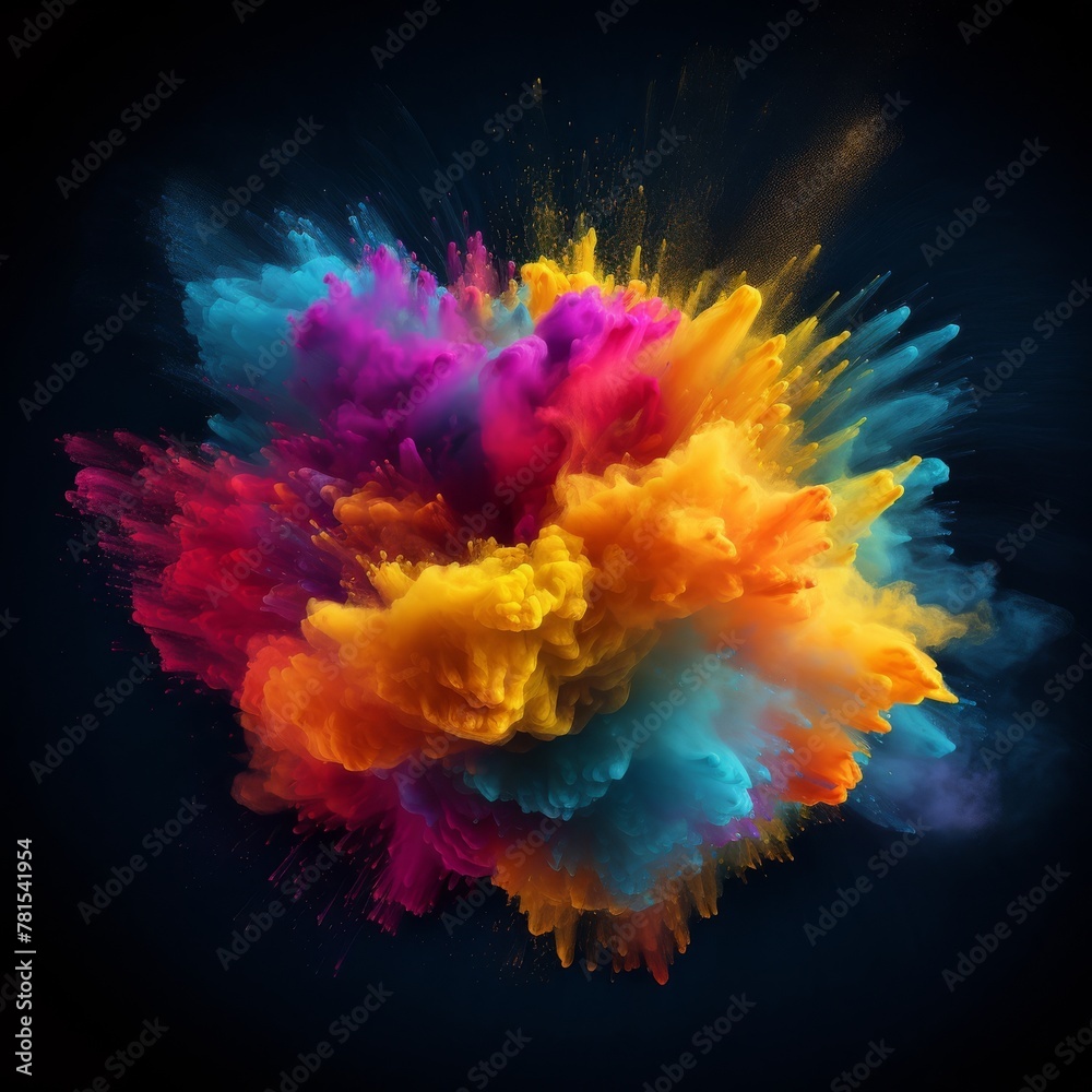 Exploding colour powder in rainbow colours on a black background. High quality photo Exploding colour powder in rainbow colours on a black background. High quality photo