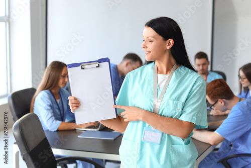 Female medical student with...