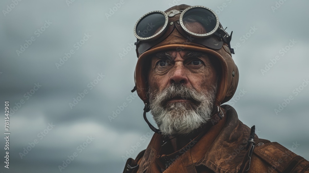 Fototapeta premium Hot Air Balloon Pilot with hat and goggles