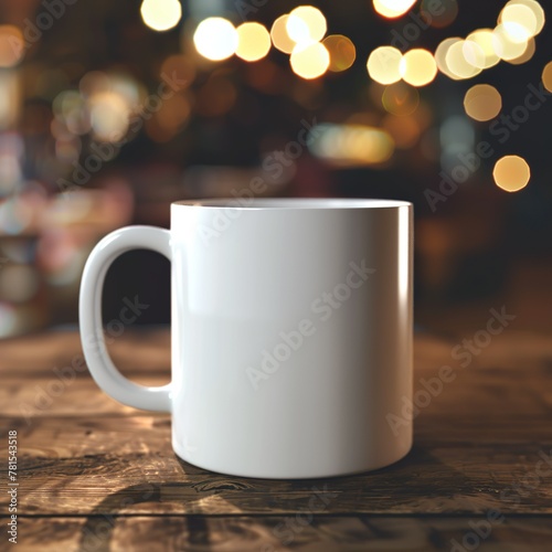 White blank coffee mug standing on a table