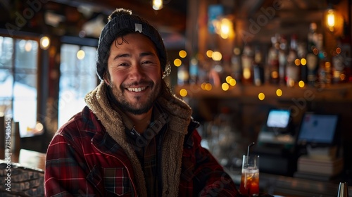 Ski Resort Bartender serving drinks in a mountain lodge