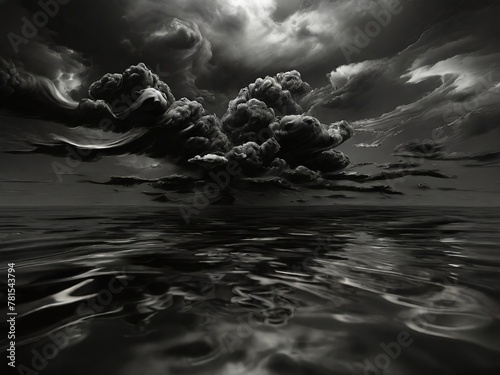 Abstract black clouds in water