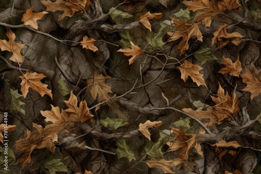 Autumn Leaves and Twisted Branches Pattern Autumn Leaves and Twisted Branches Pattern