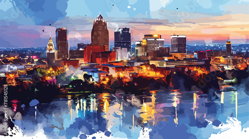 Louisville City in Kentucky USA. Watercolor splash