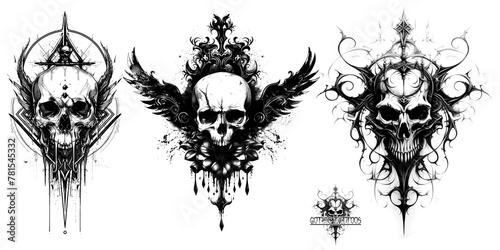 AI Gothic tattoos black and white 3