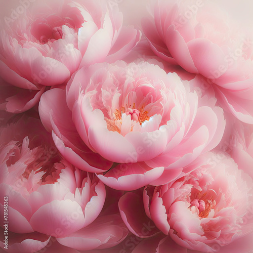 Bouquet of pink peonies. Flower festive background