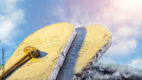 The tablets with the Ten Commandments of the Bible photo