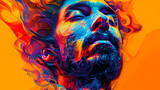 Bold and Colorful Digital Portrait of a Man for a Popup Poster

