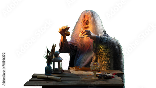 An old man alchemist a medieval 