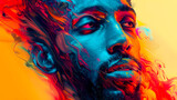 Popup Poster with Vibrant Digital Portrait of a Man