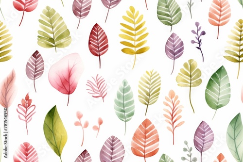 Colorful Watercolor Leaves Pattern