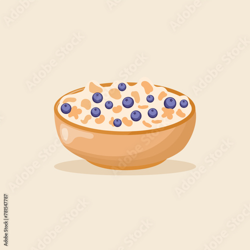 oatmeal with blueberry,vector illustration