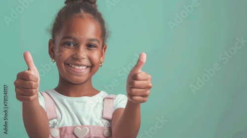 A Child's Cheerful Thumbs Up photo