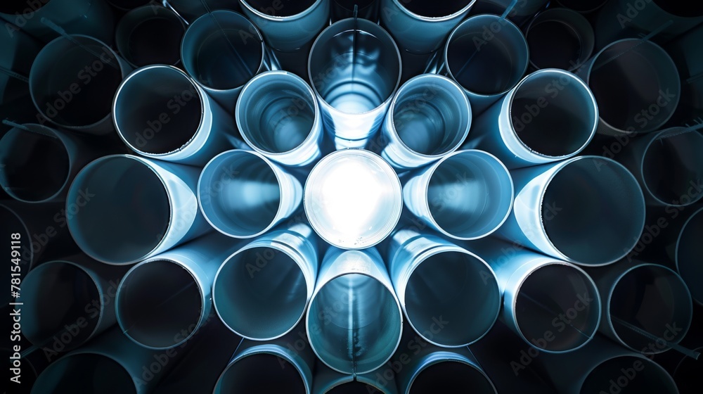 Abstract View of Stacked Pipes.