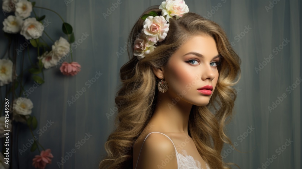 Woman adorned with flower in her hair